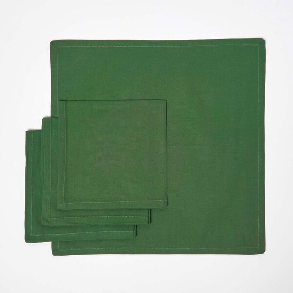 Homescapes Christmas Dark Green Cotton Fabric 4 Napkins Set