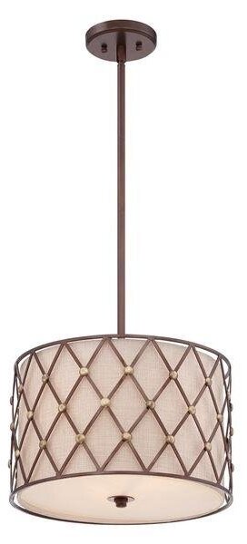 QZ/BROWNLATT/P/M Brown Lattice 3 Light Copper Medium Ceiling Pendant