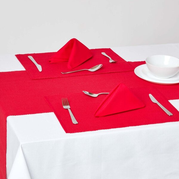 Homescapes Cotton Plain Red Pack of 2 Placemats