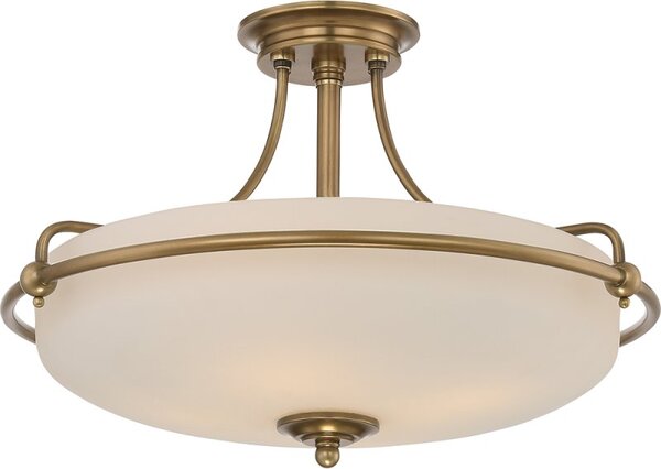 QZ/GRIFFIN/SFMWS Griffin 4 Light Semi-Flush Ceiling Light In Weathered Brass