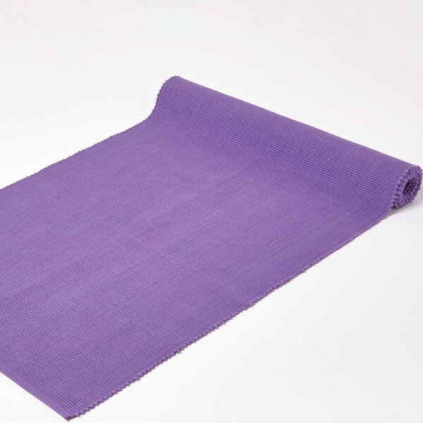 Homescapes Cotton Plain Purple Table Runner