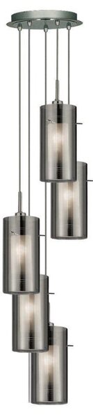 Searchlight 2305-5SM Duo 2 Multi-drop 5 Light Ceiling Pendant with Cylinder Shades