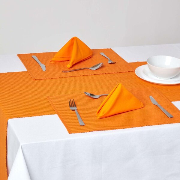 Homescapes Cotton Plain Orange Pack of 2 Placemats