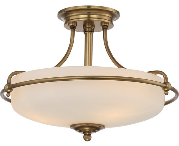 QZ-GRIFFIN-SFS-WS Griffin 3 Light Semi-Flush Ceiling Light In Weathered Brass