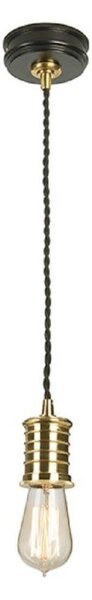DOUILLE/P BPB Douille Lamp Holder Ceiling Pendant In Black And Polished Brass (Fitting Only)