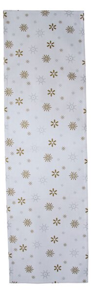 Homescapes Cotton Christmas Gold Snowflake Table Runner