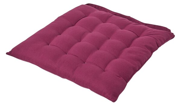 Plum Plain Seat Pad with Button Straps 100% Cotton 40 x 40 cm