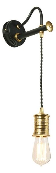 DOUILLE1 BPB Douille Wall Light With Cord In Black And Polished Brass (Fitting Only)