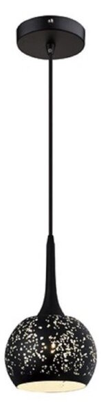 Franklite PCH138 Perfora Ceiling Pendant - 200mm Diameter - In Black Metal With White Inside
