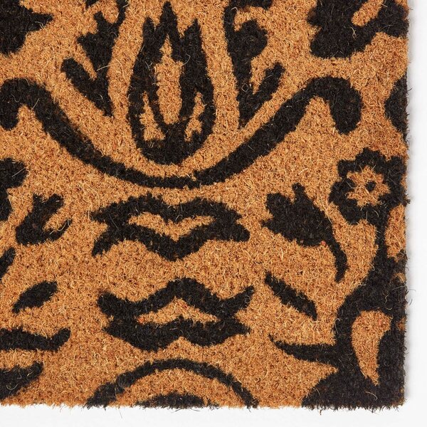 Homescapes Black Scroll Baroque Coir Doormat