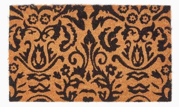 Homescapes Black Scroll Baroque Coir Doormat