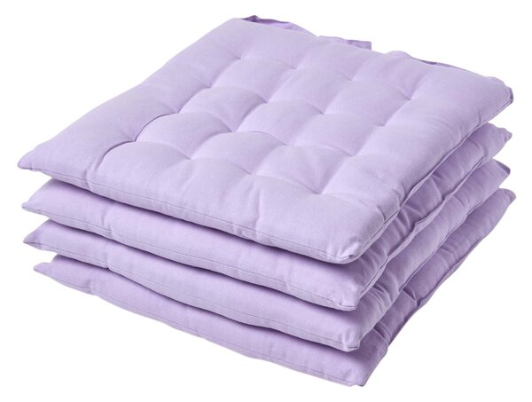 Mauve Plain Seat Pad with Straps 100% Cotton 40 x 40 cm, Set of 4