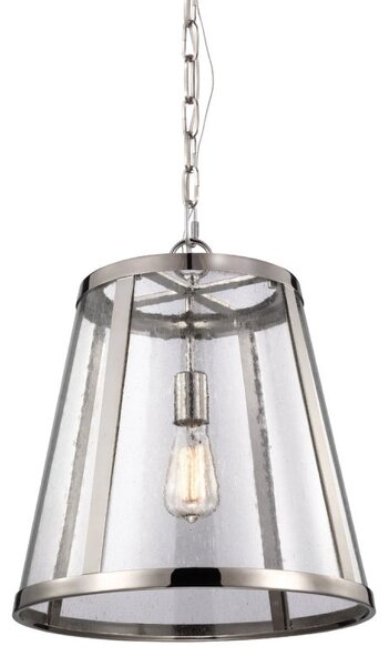 FE-HARROW-P-M Harrow 1 Light Polished Nickel Medium Ceiling Pendant