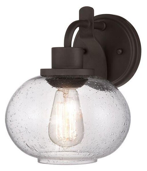 QZ/TRILOGY1 Trilogy 1 Light Old Bronze Wall Light with Glass Shade