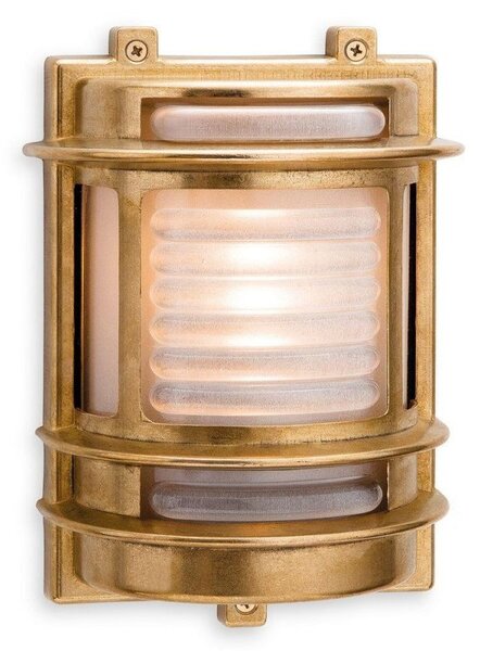 Firstlight 5924BR Nautic Rectangular Wall Light In Brass With Frosted Glass