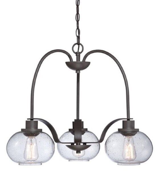 QZ/TRILOGY3 Trilogy 3 Light Old Bronze Chandelier with Glass Shades