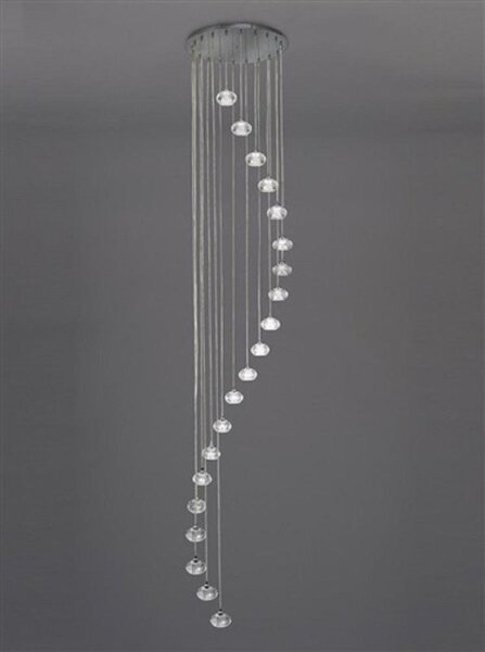 F2343/20 Lizzy 20 Light Ceiling Pendant In Chrome With Clear Modern Effect Glass Shades