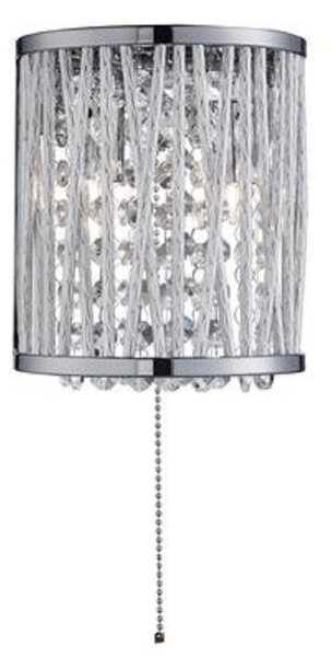 Searchlight 7222-2CC Elise 2 Light Wall Light In Chrome With Crystal Droplets