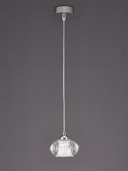 PH117 Lizzy 1 Light Ceiling Pendant In Chrome With A Clear Modern Effect Glass Shade