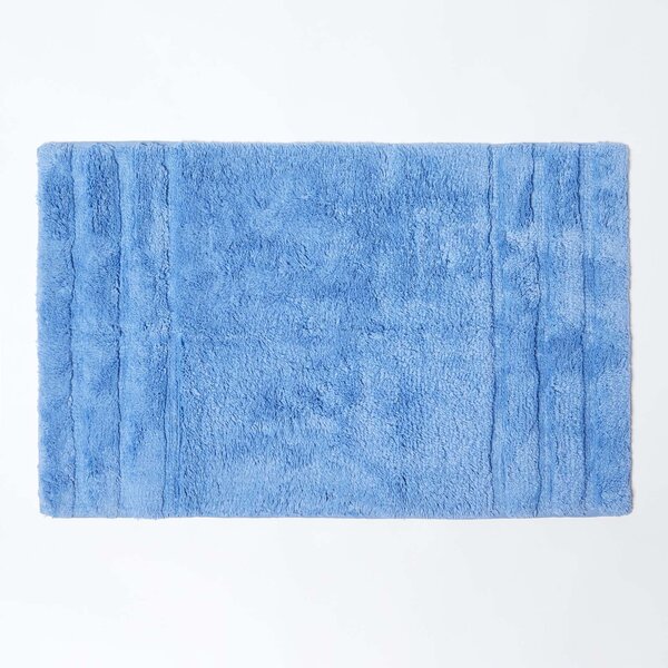 Homescapes Spa Supreme Luxury Blue Bath and Pedestal Mat