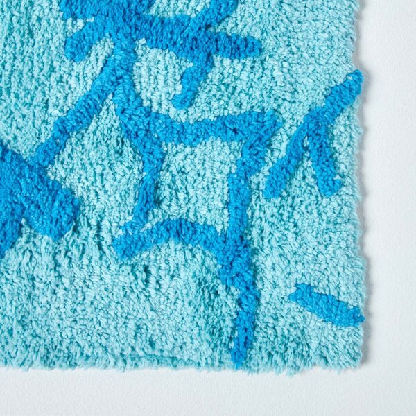 Homescapes Blue Damask Cotton Bath Mat