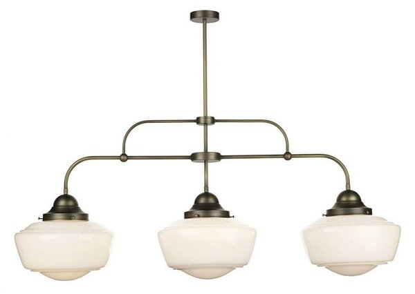 David Hunt Lighting STO0312 Stowe 3 Light Pendant Ceiling Light In Gloss Opal/Antique Brass