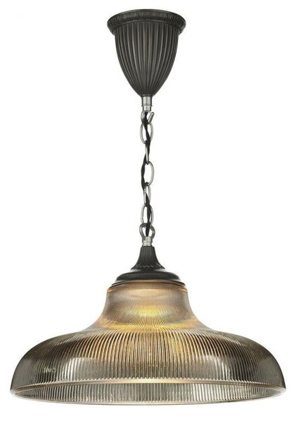 David Hunt Lighting BAD0110 Badger 1 Light Pendant Ceiling Light In Steel With Steel Grey Glass
