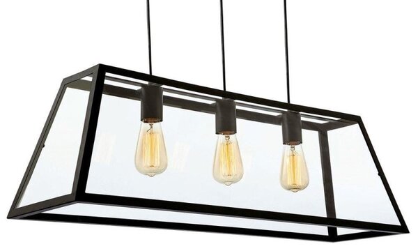 Firstlight 3438BK Kew 3 Light Ceiling Pendant In Black With Clear Glass