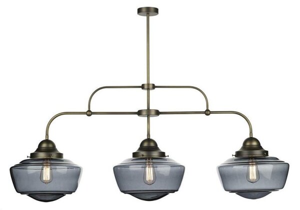 David Hunt Lighting STO0310 Stowe 3 Light Pendant Ceiling Light In Smoked/Antique Brass