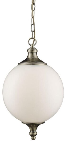 Searchlight 3051AB Antique Brass and Opal Globe Pendant Light