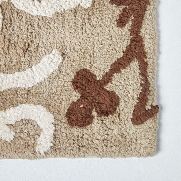 Homescapes Beige Damask Cotton Bath Mat