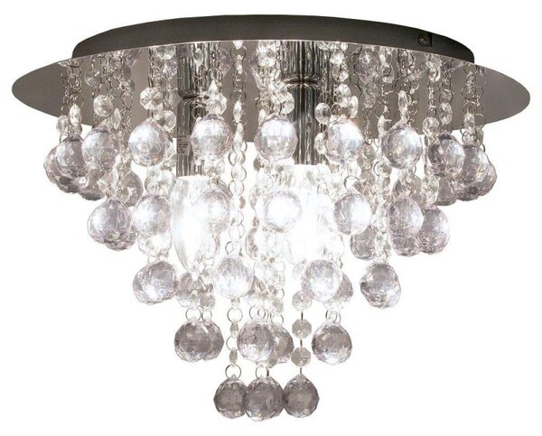 Neptune 3 Light Flush Ceiling Chandelier In Polished Chrome