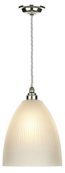 David Hunt Lighting DUX0150 Duxford 1 Light Pendant Ceiling Light In Nickel Chrome With Satin Glass