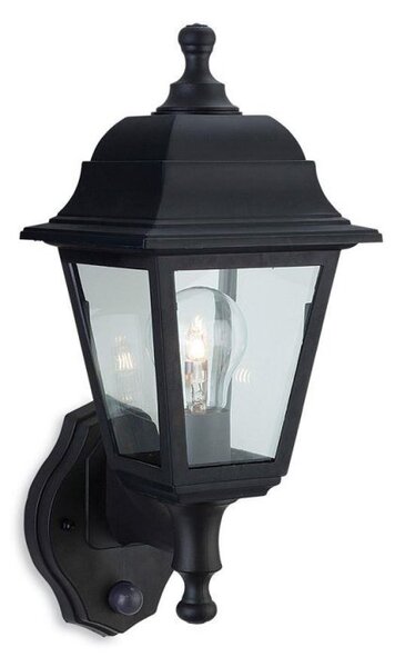 Firstlight 8400BK Oslo Uplight Coastal Wall Lantern With PIR In Black Resin