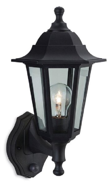 Firstlight 8401BK Malmo Uplight Coastal Wall Lantern With PIR In Black Resin