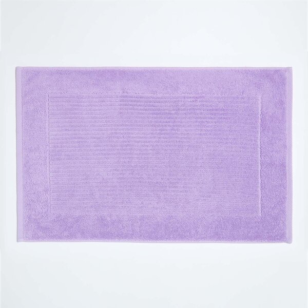 Homescapes Lilac Purple Imperial Subtle Stripe Turkish Cotton Bath Mat, 50 x 80 cm, Machine Washable, Soft and Super Absorbent, Non-Slip Reverse