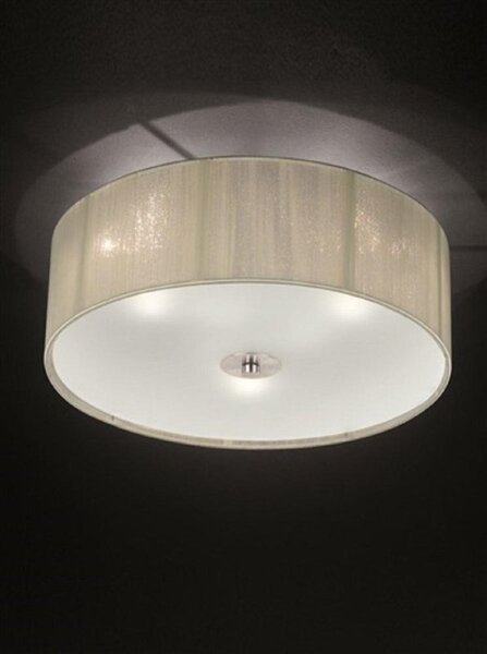 F2341/3 Wish 3 Light Flush Ceiling Light With Cream Thread Shade And Glass Diffuser