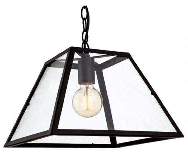 Firstlight 3439BK Kew 1 Light Ceiling Pendant In Black With Clear Glass
