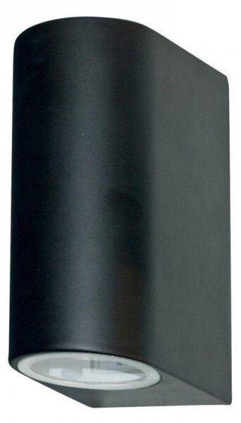 Searchlight 8008-2BK-LED Outdoor 2 Light Wall Light With Fixed Glass Lens In Black