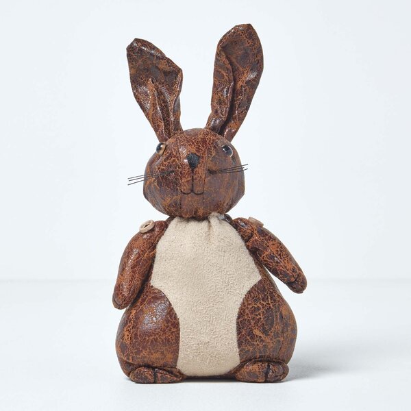 Homescapes Door Stop Novelty Rabbit Door Stopper Animal Faux Leather