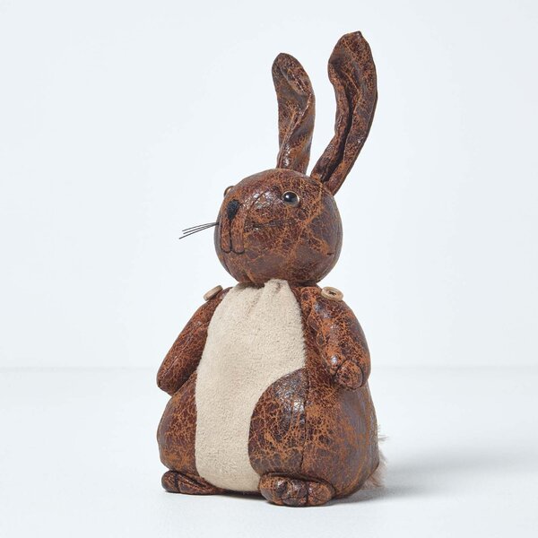 Homescapes Door Stop Novelty Rabbit Door Stopper Animal Faux Leather