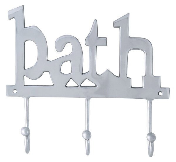 Homescapes Metal Silver Coat Rack - BATH 3 Wall Hooks