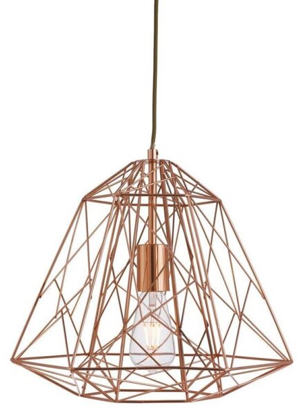 Searchlight 7271CU Geometric Cage 1 Light Ceiling Light In Copper