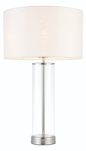 Endon 70600 Touch Table Lamp In Glass With White Faux Silk Shade