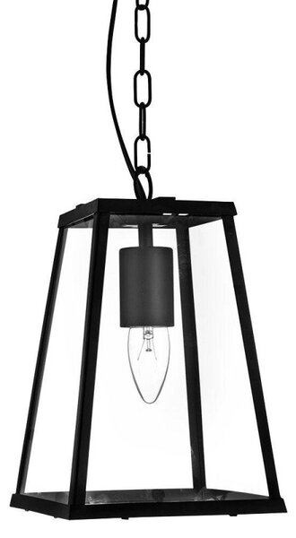 Searchlight 4614BK Voyager 1 Light Tapered Ceiling Pendant Light In Matt Black With Clear Glass