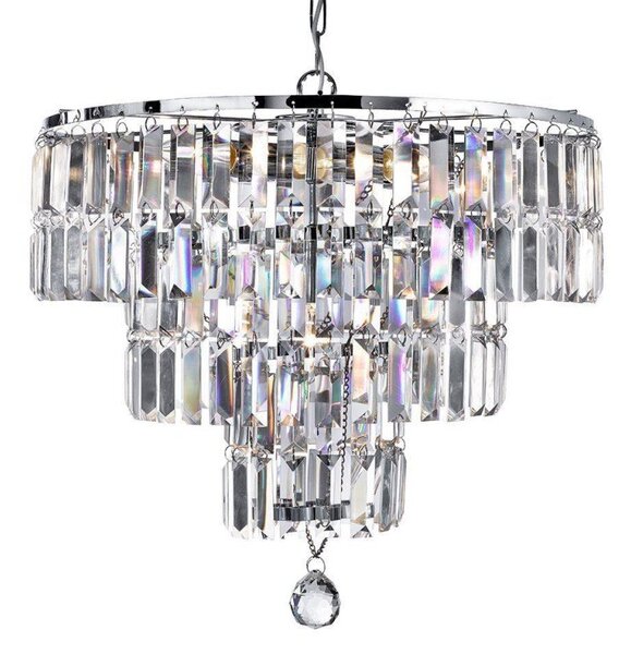 Searchlight 1375-5CC Empire 5 Light Ceiling Pendant Light In Chrome With Crystal Glass