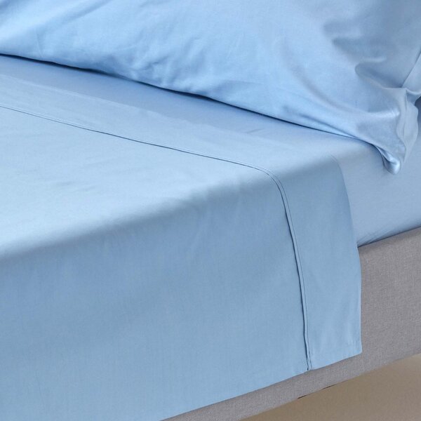 Homescapes Blue Egyptian Cotton Flat Sheet 200 TC, Single