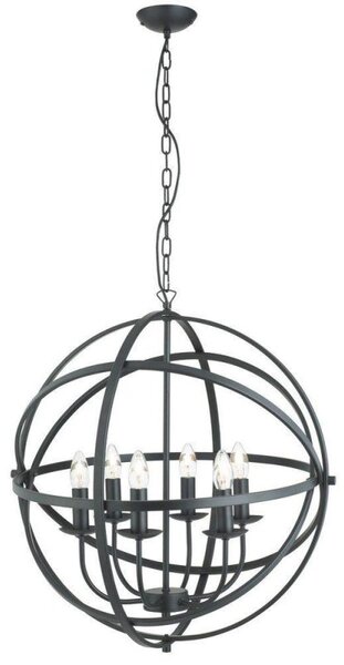 Searchlight 2476-6BK Orbit 6 Light Ceiling Pendant Light In Matt Black