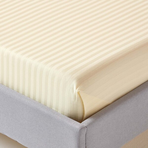 Pastel Yellow Egyptian Cotton Satin Stripe Flat Sheet 330 TC, Single