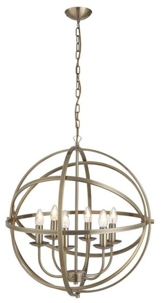 Searchlight 2476-6AB Orbit 6 Light Ceiling Pendant Light In Antique Brass